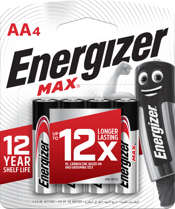 Energizer Max Alkaline AA Batteries Pack of 4