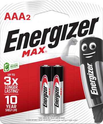 Energizer Max Alkaline AAA Batteries Pack of 2