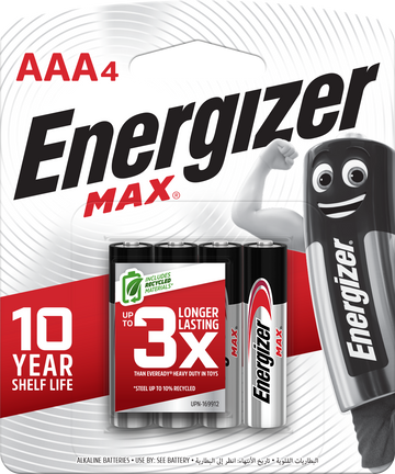 Energizer Max Alkaline AAA Batteries Pack of 4