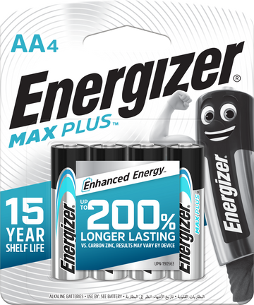 Energizer Max Plus Alkaline AA Batteries Pack of 4