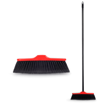 Red Broom with Black Handle
